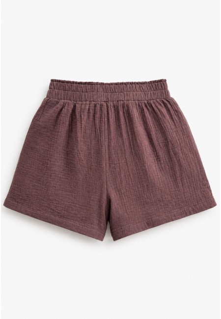 Pantalón corto marrón chocolate de algodón | Bluwer
