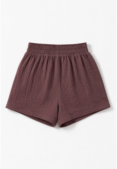 Pantalón corto marrón chocolate de algodón | Bluwer