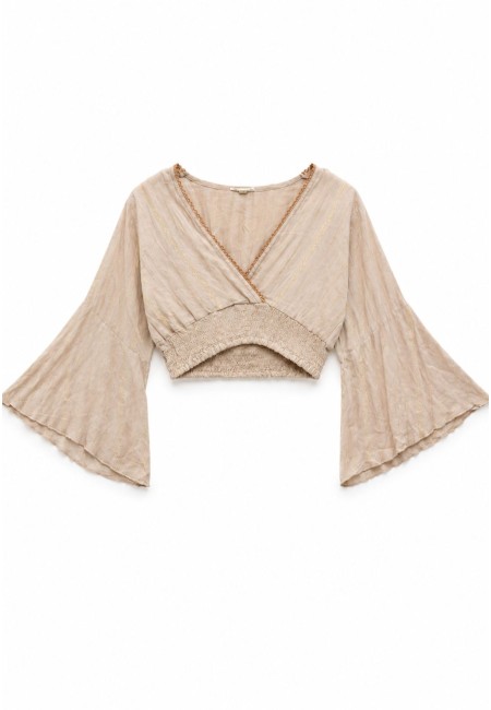 Conjunto boho beige con hilos dorados | Bluwer
