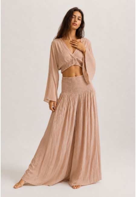 Conjunto boho beige con hilos dorados | Bluwer