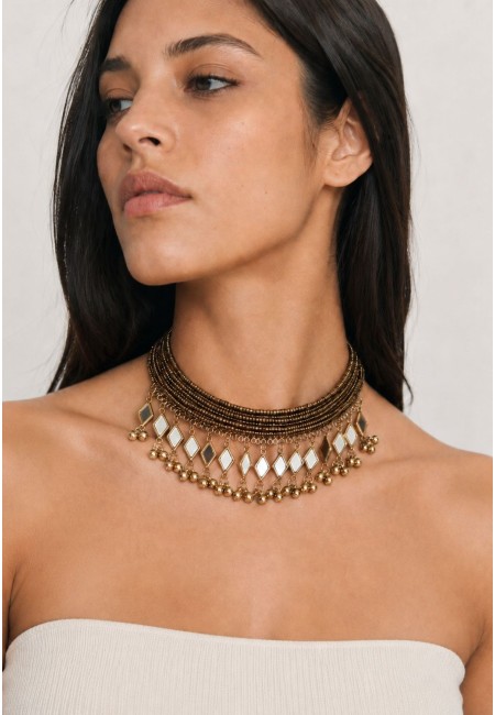 Choker marrón chocolate con espejos | Bluwer