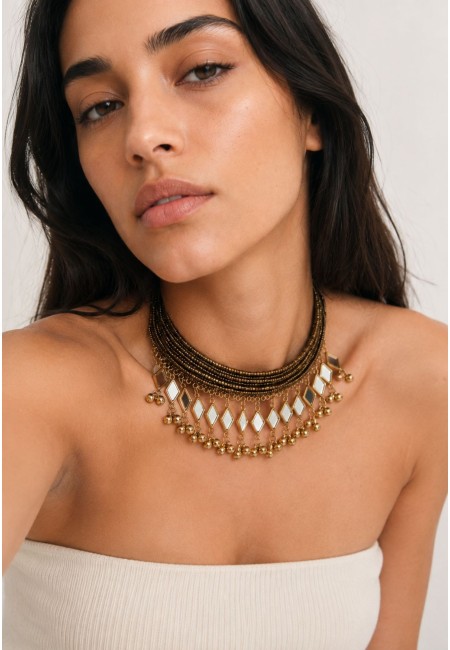Choker marrón chocolate con espejos | Bluwer