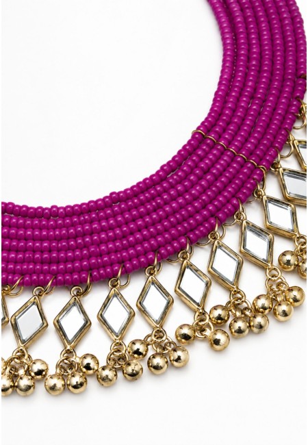 Choker de abalorios fucsia con espejos | Bluwer