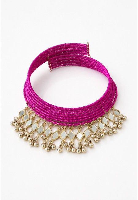 Choker de abalorios fucsia con espejos | Bluwer