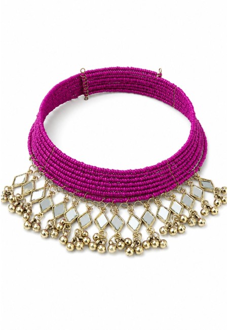 Choker de abalorios fucsia con espejos | Bluwer 2