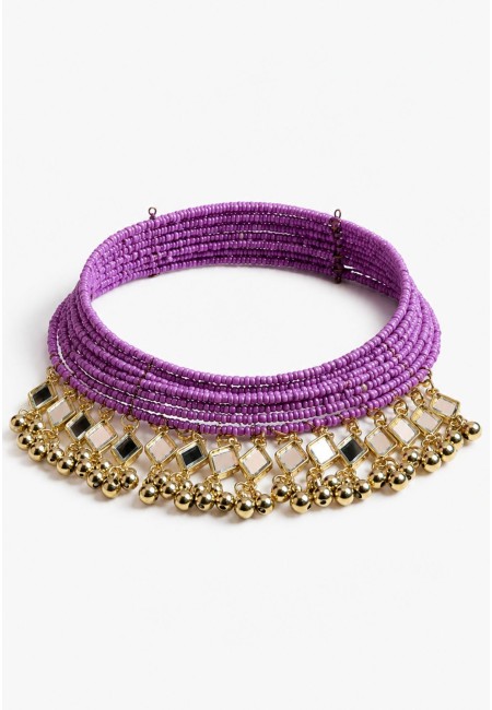 Choker abalorio violeta con espejos de rombos | Bluwer