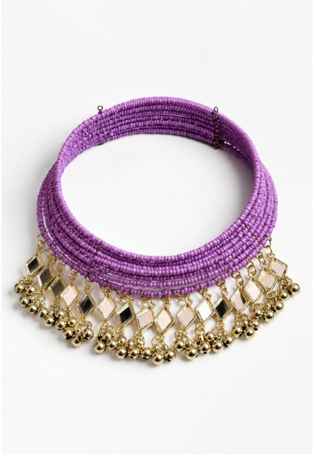 Choker abalorio violeta con espejos de rombos | Bluwer 2