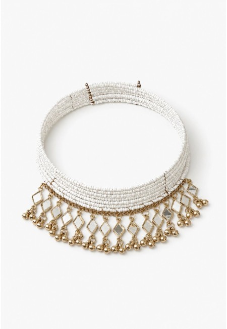 Choker blanco con espejos y detalles dorados | Bluwer