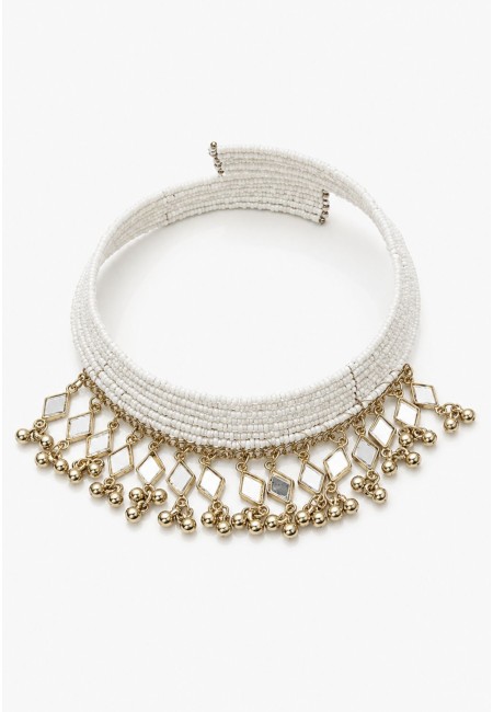 Choker blanco con espejos y detalles dorados | Bluwer