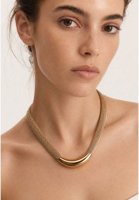 Collar dorado de malla de acero inoxidable | Bluwer