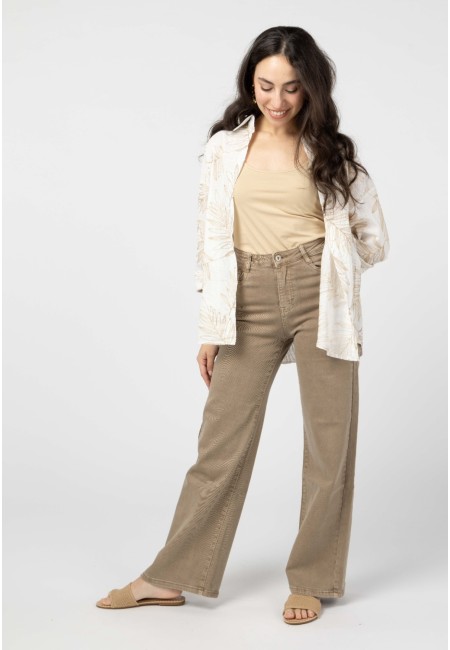 Camisa blanca con bordado de hojas doradas | Bluwer 2