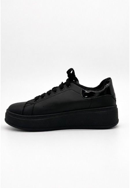 Zapatillas negras con plataforma y cuña interior | Bluwer 2
