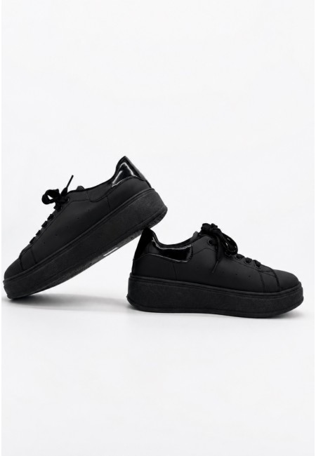 Zapatillas negras con plataforma y cuña interior | Bluwer