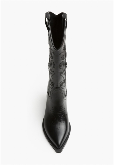 Botas cowboy con tacón medio bordadas negras 2