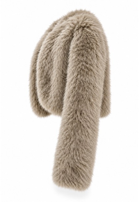 Chaqueta torera de pelo sintético topo| Bluwer
