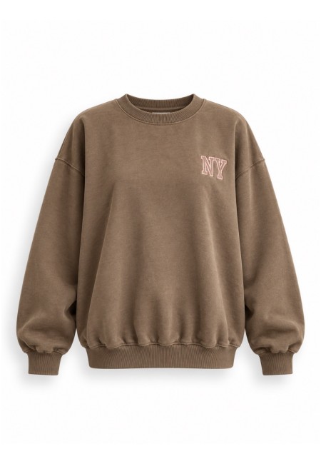 Sudadera oversize verde oliva NYC bordada | Bluwer 2
