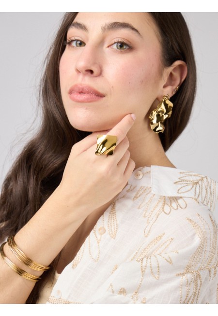 Brazalete dorado de líneas finas acero inoxidable | Bluwer