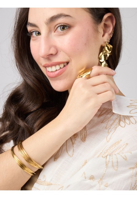 Brazalete dorado de líneas finas acero inoxidable | Bluwer