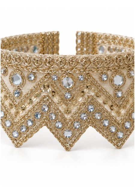 Choker dorado en zigzag con espejos y lentejuelas bordadas - producto extra