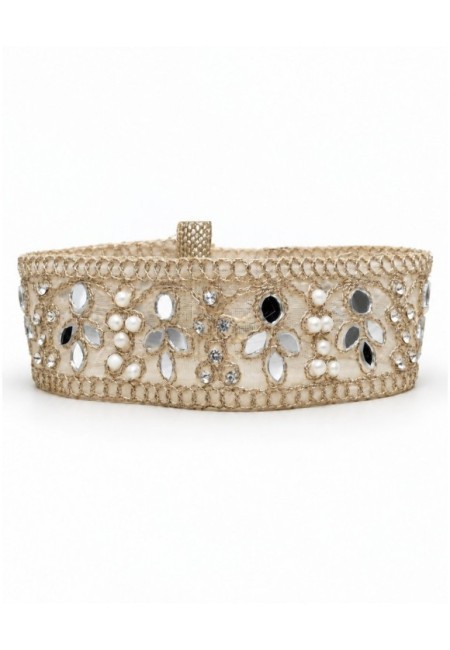 Choker floral de perlas espejos y cristales de brillo diamante - producto frontal