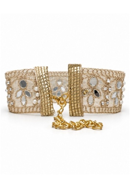Choker floral de perlas espejos y cristales de brillo diamante - producto cierre