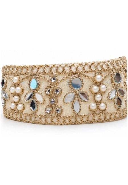 Choker floral de perlas espejos y cristales de brillo diamante - producto extra