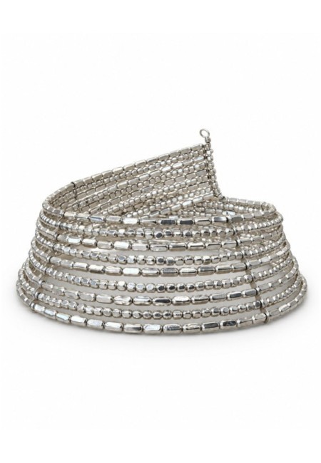 Choker plateado de abalorios con ajuste elástico - producto frontal