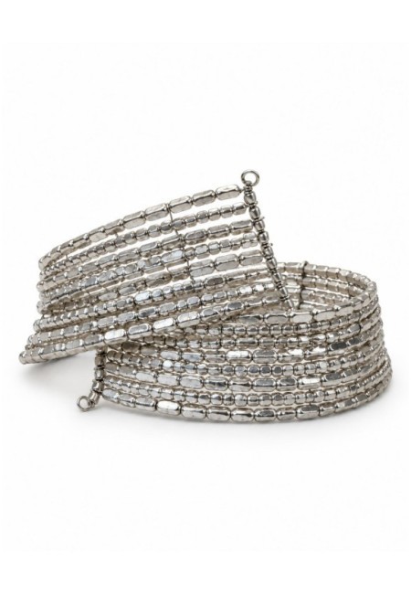Choker plateado de abalorios con ajuste elástico - producto abierto