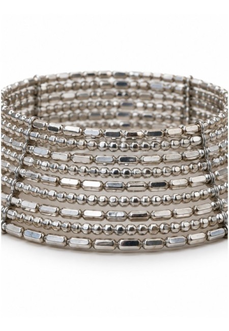 Choker plateado de abalorios con ajuste elástico - producto extra