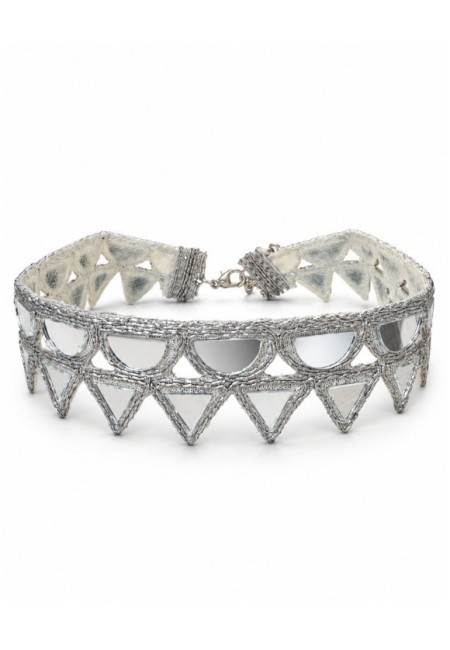 Choker plateado de espejos triangulares - producto frontal