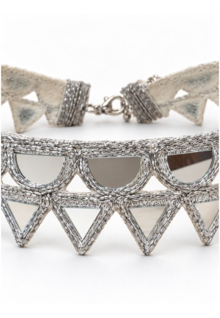 Choker plateado de espejos triangulares - producto extra