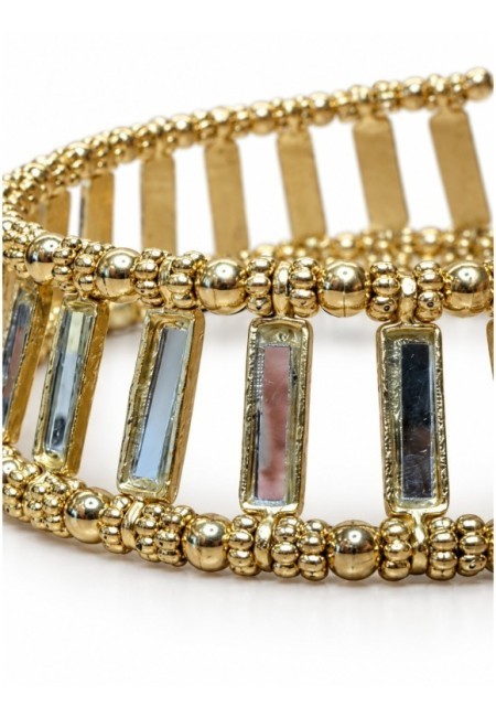 Choker dorado de espejos rectangulares entre abalorios - producto extra