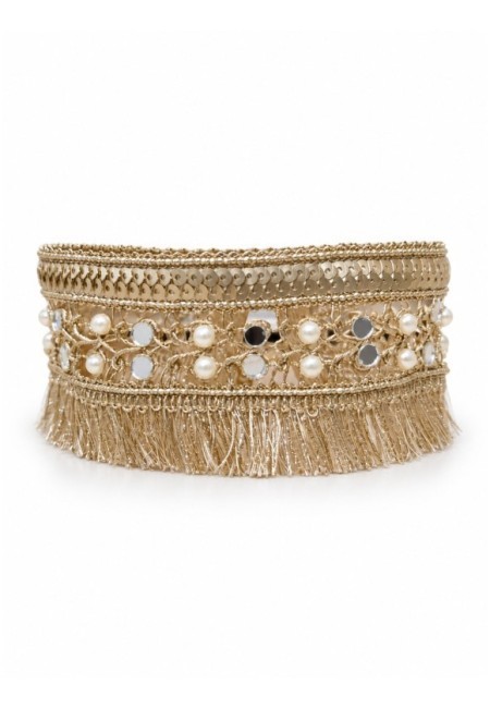 Choker de flecos con perlas espejitos y lentejuelas - producto frontal