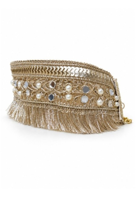 Choker de flecos con perlas espejitos y lentejuelas - producto otro angulo