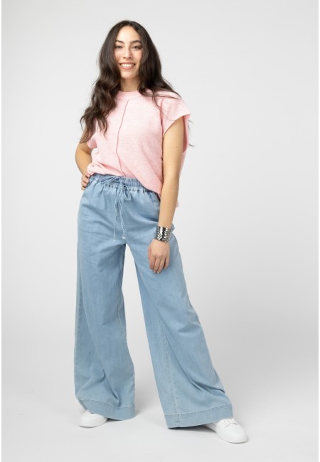 Pantalón denim ancho azul claro | Bluwer