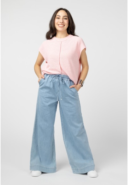Pantalón denim ancho azul claro | Bluwer