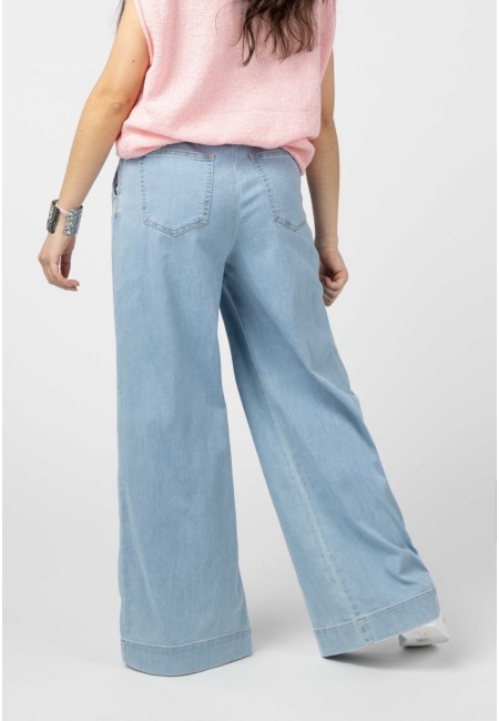 Pantalón denim ancho azul claro | Bluwer