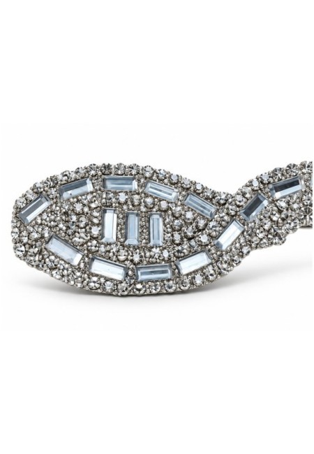 Choker plateado fino de abalorios efecto espejo y cristales - producto detalle