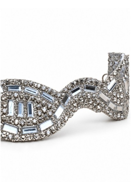 Choker plateado fino de abalorios efecto espejo y cristales - producto extra