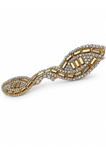 Choker dorado fino de abalorios reflectantes y cristales - producto otro angulo