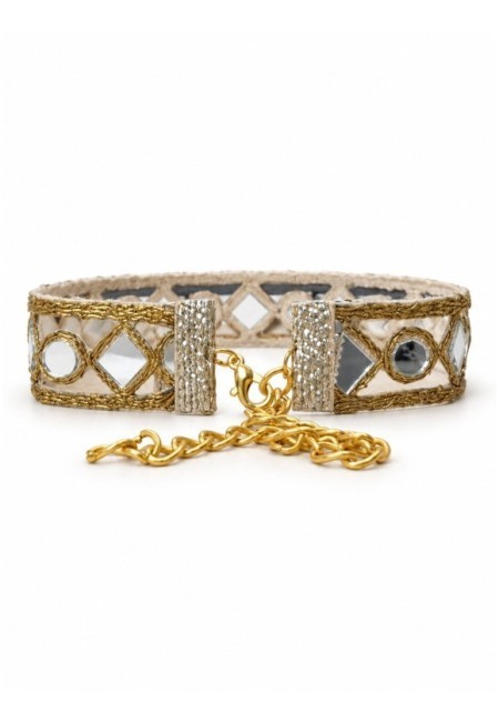 Choker estrecho de rombos y círculos con espejos - producto otro angulo