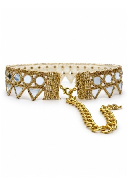 Choker dorado de triángulos de espejo - producto otro angulo