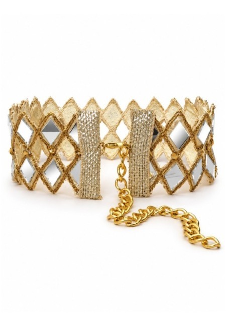 Choker de espejos en doble fila de rombos - producto otro angulo