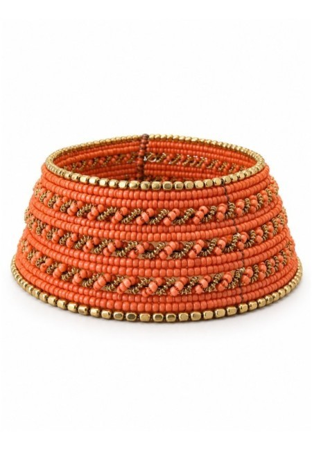 Choker ajustable de abalorios naranja pálido - producto frontal