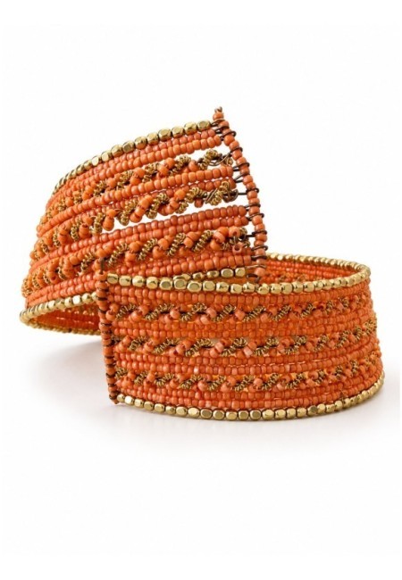 Choker ajustable de abalorios naranja pálido - producto abierto