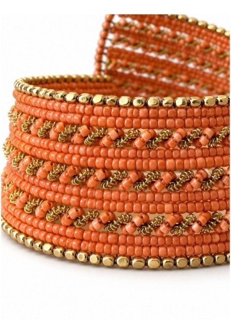 Choker ajustable de abalorios naranja pálido - producto detalle