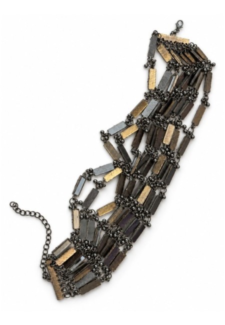 Choker reversible de espejos y latón envejecido - producto reverso