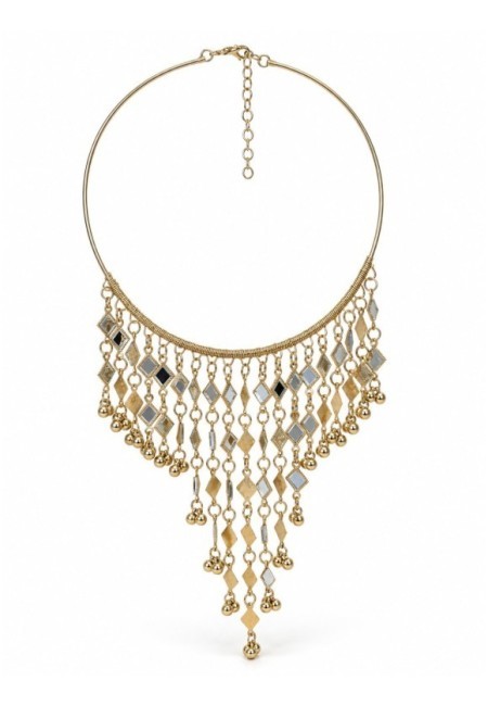 Collar de aro con espejitos de rombo en cascada - producto extra