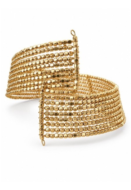 Choker dorado de cuentas facetadas en filas abiertas - producto abierto