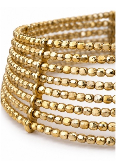 Choker dorado de cuentas facetadas en filas abiertas - producto detalle